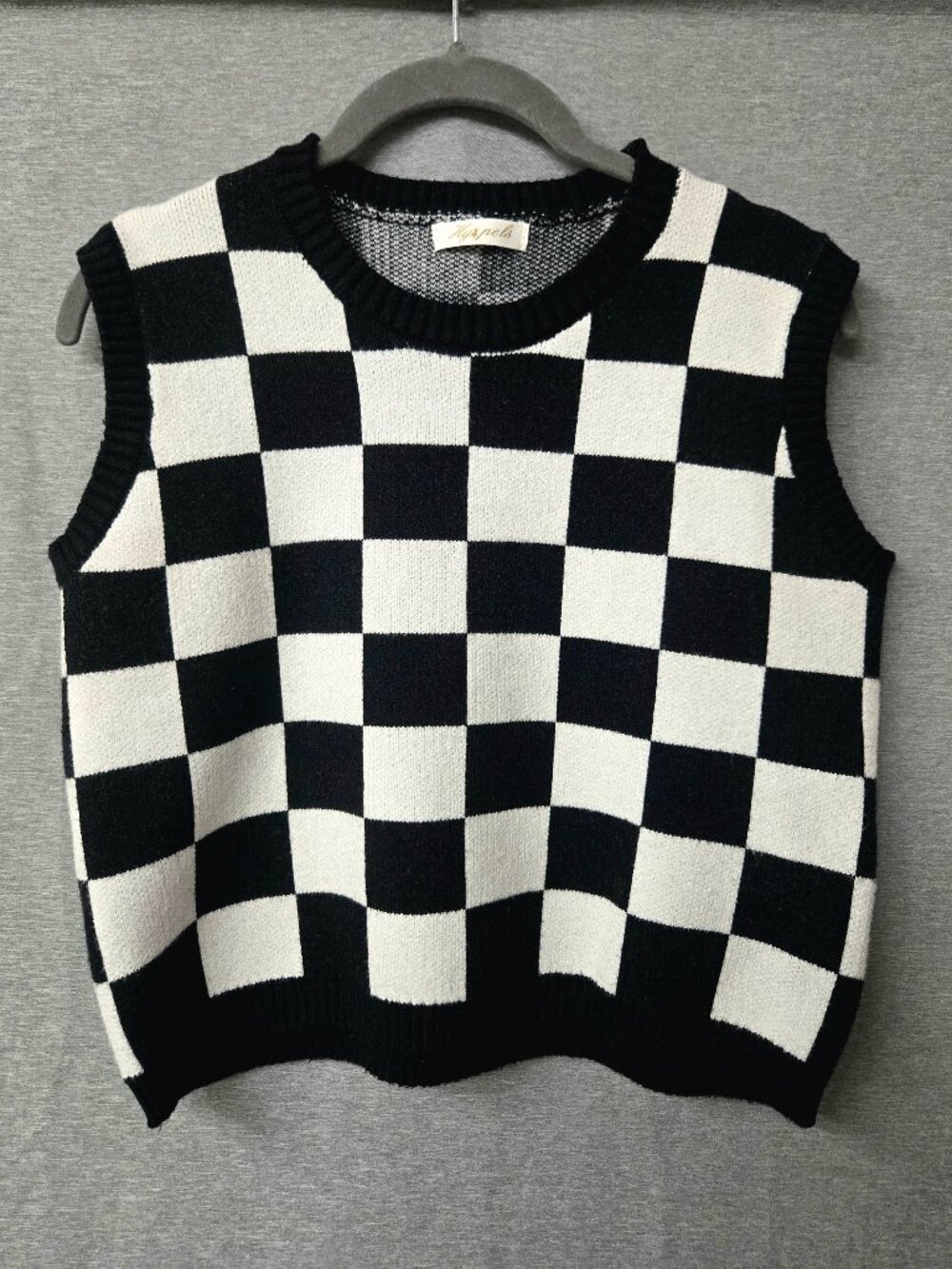 Hyipels Checkerboard Sweater Vest Y2K Preppy Dark Academia Crop Knit
